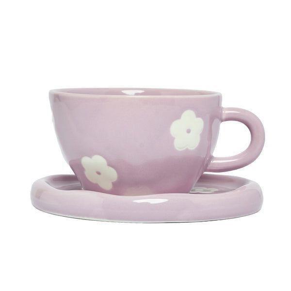 Prickly Pear Ditsy Teacup & Saucer / Floral Lilac, , large image number 0