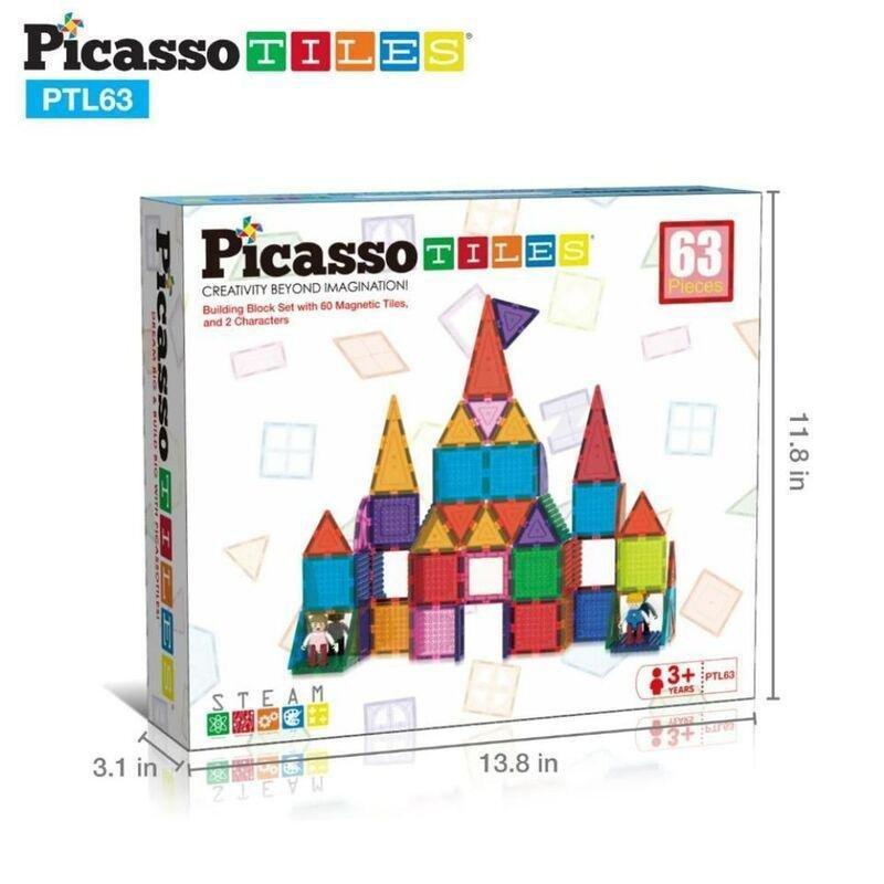 Picasso Magnetic Bricks And Tiles 63 Pieces Magnetic Building Set, , large image number 0