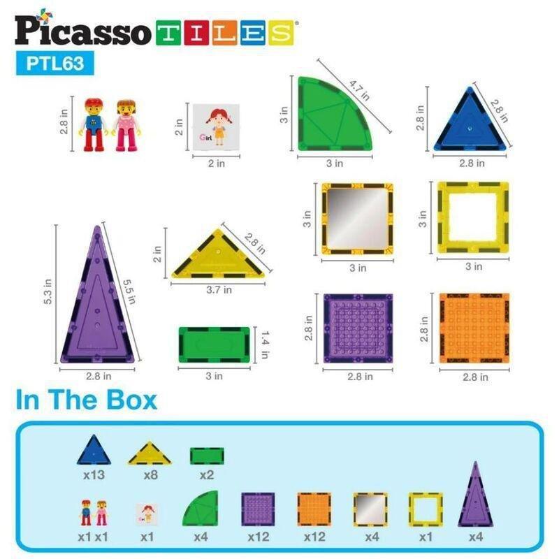 Picasso Magnetic Bricks And Tiles 63 Pieces Magnetic Building Set, , large image number 4