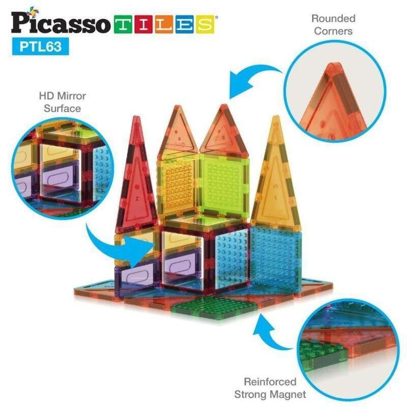 Picasso Magnetic Bricks And Tiles 63 Pieces Magnetic Building Set, , large image number 6