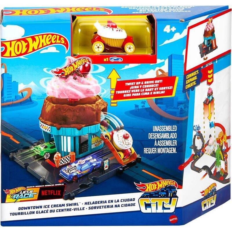 Hot Wheels City Downtown Ice Cream Shop With 1 Hot Wheels Car Playset, , medium