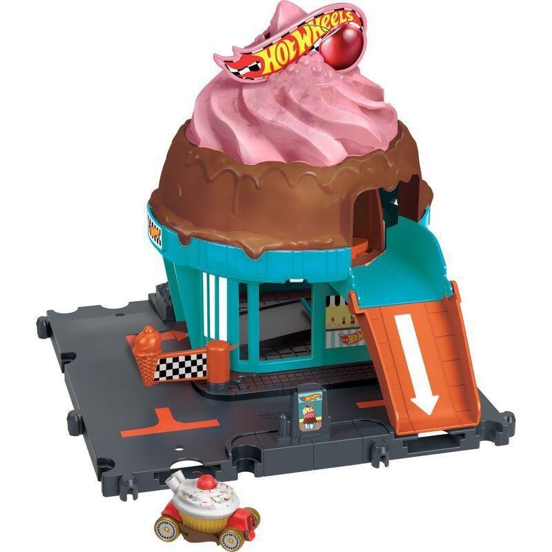 Hot Wheels City Downtown Ice Cream Shop With 1 Hot Wheels Car Playset, , large image number 1