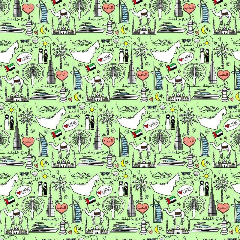 Share The Love UAE Kids Gift Wrapping Paper - Green (Roll), , large image number 0