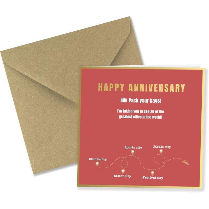 Share The Love Happy Anniversary, Pack Your Bags - Anniversary Greeting Card (15 x 15 Cm), , large image number 0