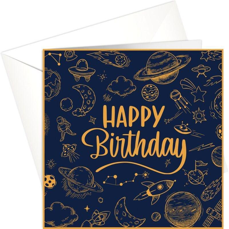 Share The Love Happy Birthday, Universe Theme Kids Birthday Greeting Card (15 x 15 Cm), , medium
