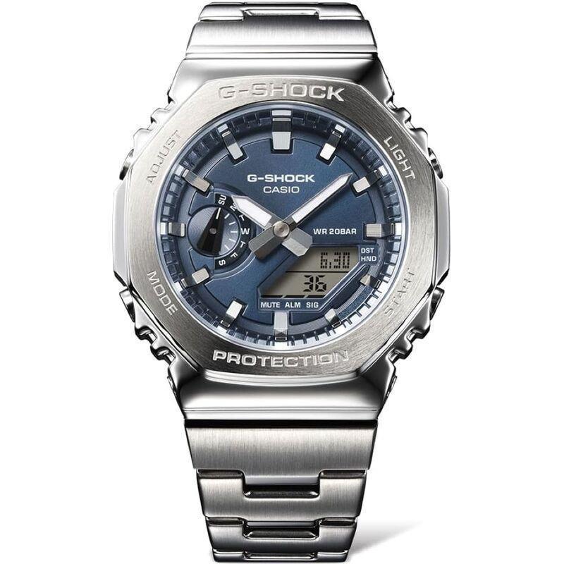Casio GM-2110D-2BDR G-Shock Men's Analog/Digital Stainless Steel Watch - Silver, , medium