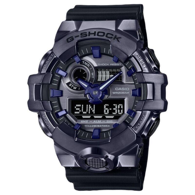 Casio GM-700P-6ADR G-Shock Men's Analog/Digital Resin Watch - Black / Purple, , medium