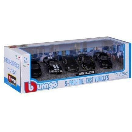 Bburago 1:64 Black Collection Die-Cast Model Car (Pack of 5) 1:64 Scale, , large image number 0