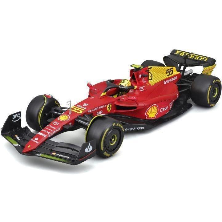 Bburago Formula Racing Carlos Sainz Jr. #55 with Ferrari F1-75 Giallo Modena 4th Place In Italin Grand Prix F1 2022 Die-Cast Model Car 1:18 Scale, , large image number 0