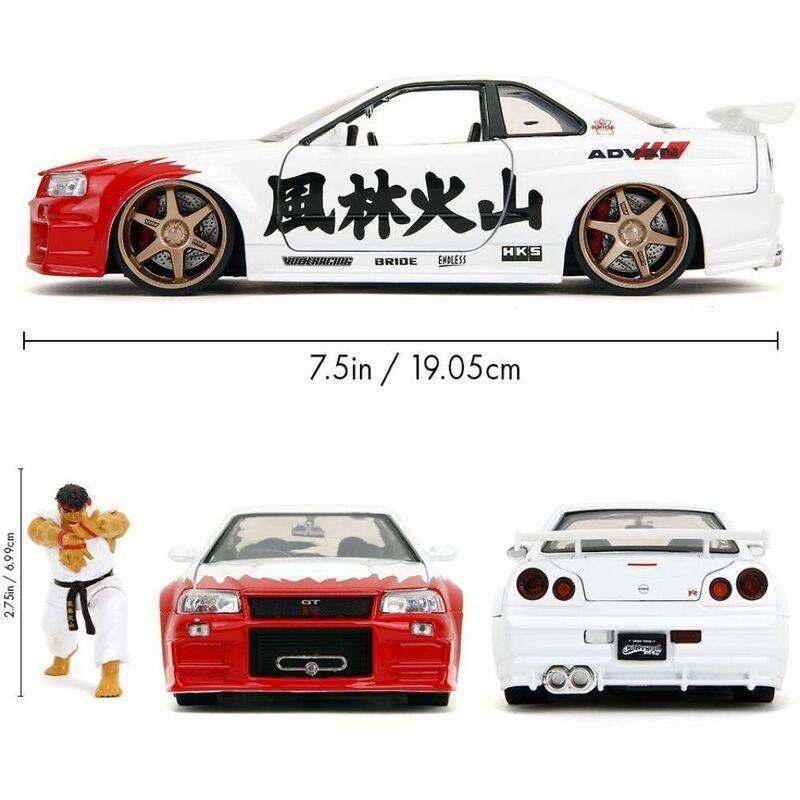 Jada Toys Street Fighter Nissan Skyline Gt-R R34 Diecast Model Car 1.24 Scale, , large image number 1