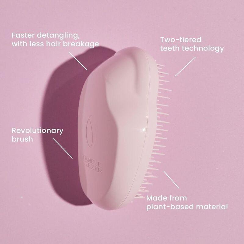 Tangle Teezer The Original Plant Based Original Straight-Curly Detangling Hairbrush - Marshmallow Pink, , large image number 2