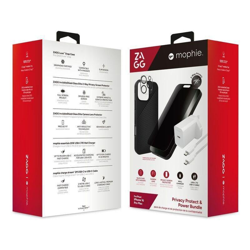 Zagg Luxesnap/ IS Privacy/ Glass Elite Camera/ Cable & Power Bundle for iPhone 16 Pro Max, , medium