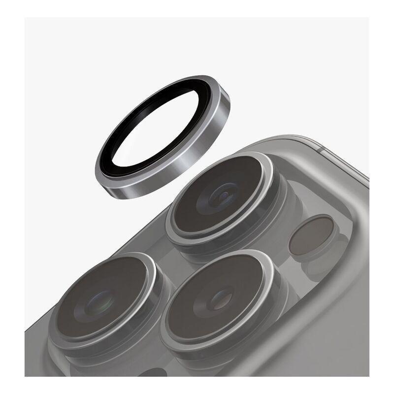 UNIQ Optix iPhone 16 Pro/Pro Max 6.3/6.9 (2024) Stainless Steel Frame Sapphire Camera Lens Protector - Chrome Grey (Grey), , medium