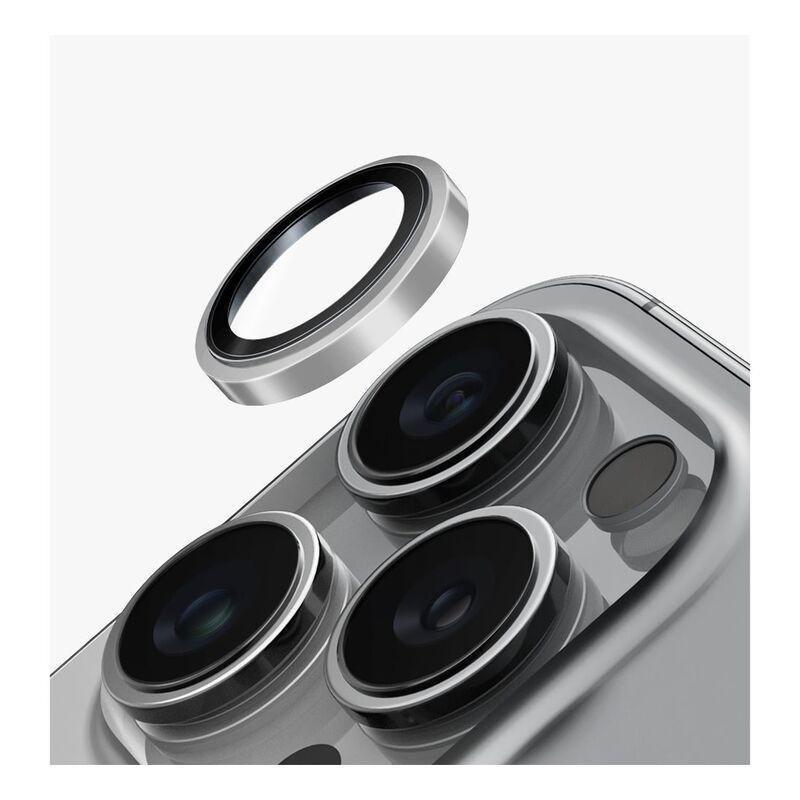 UNIQ Optix iPhone 16 Pro/Pro Max 6.3/6.9 (2024) Stainless Steel Frame Sapphire Camera Lens Protector - Sonic Silver (Sonic Silver), , medium