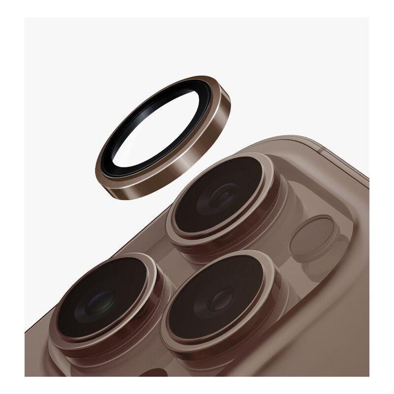 UNIQ Optix iPhone 16 Pro/Pro Max 6.3/6.9 (2024) Stainless Steel Frame Sapphire Camera Lens Protector - Gilded Gold (Gilded Gold), , medium