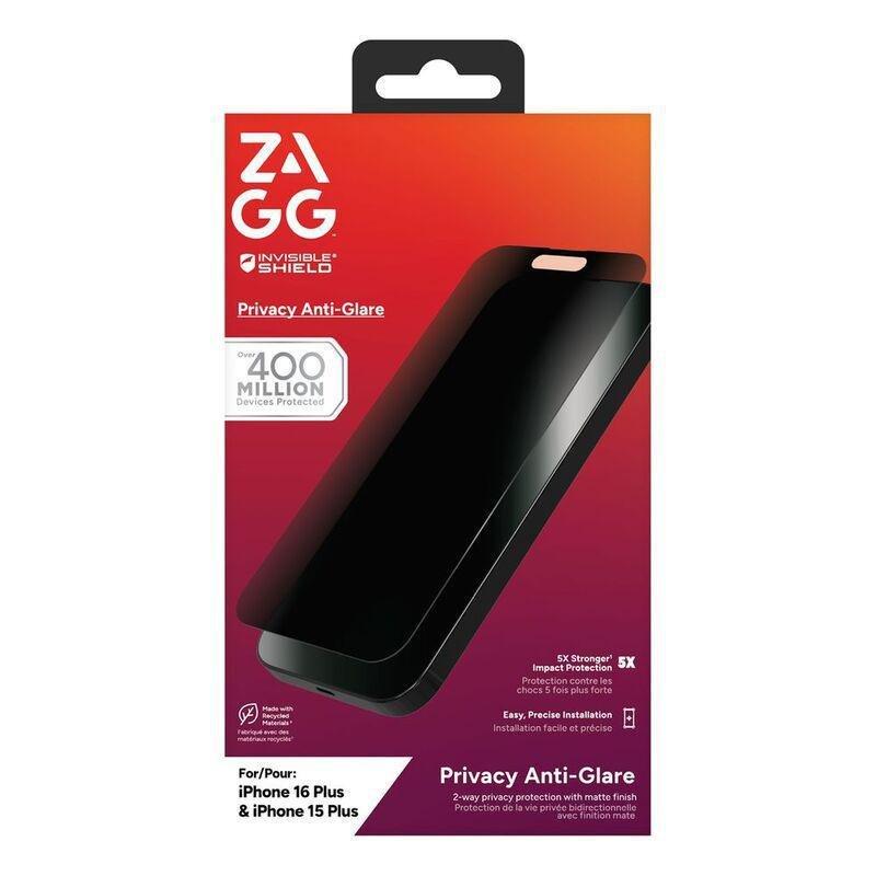 Zagg Invisibleshield Glass Elite Privacy Anti-Glare Screen Protector for Apple iPhone 16 Plus/ 15 Plus, , medium
