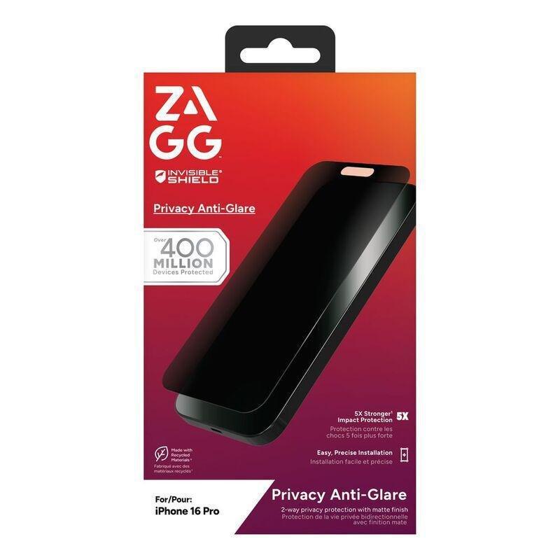 Zagg Invisibleshield Glass Elite Privacy Anti-Glare Screen Protector for Apple iPhone 16 Pro, , medium