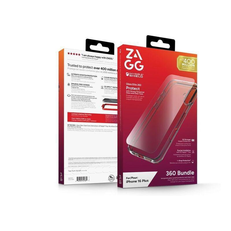 Zagg Invisibleshield Bundle Glass Elite 360 Screen Protector for Apple iPhone 16 Plus - Clear, , large image number 1