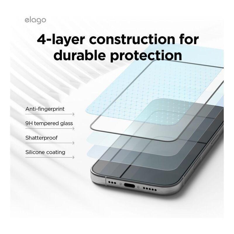 Elago Tempered Glass Screen Protector Compatible for iPhone 16 Pro (With Easy Installation Tray), , large image number 6
