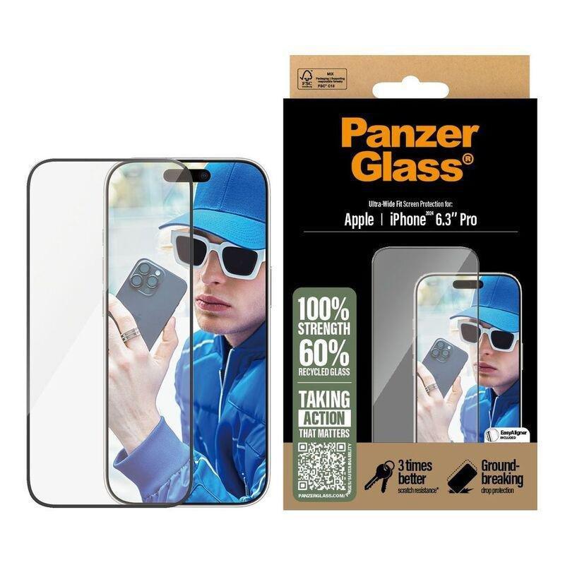 Panzer Glass iPhone 16 Pro Screen Protector - Ultra Wide Fit - Clear, , large image number 2