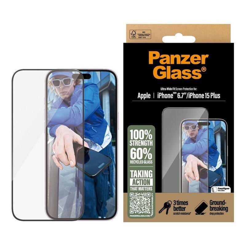 Panzer Glass iPhone 16 Plus Screen Protector - Ultra Wide Fit - Clear, , large image number 2