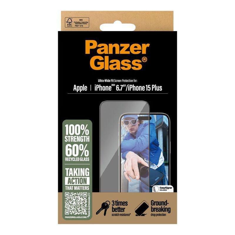 Panzer Glass iPhone 16 Plus Screen Protector - Ultra Wide Fit - Clear, , large image number 3