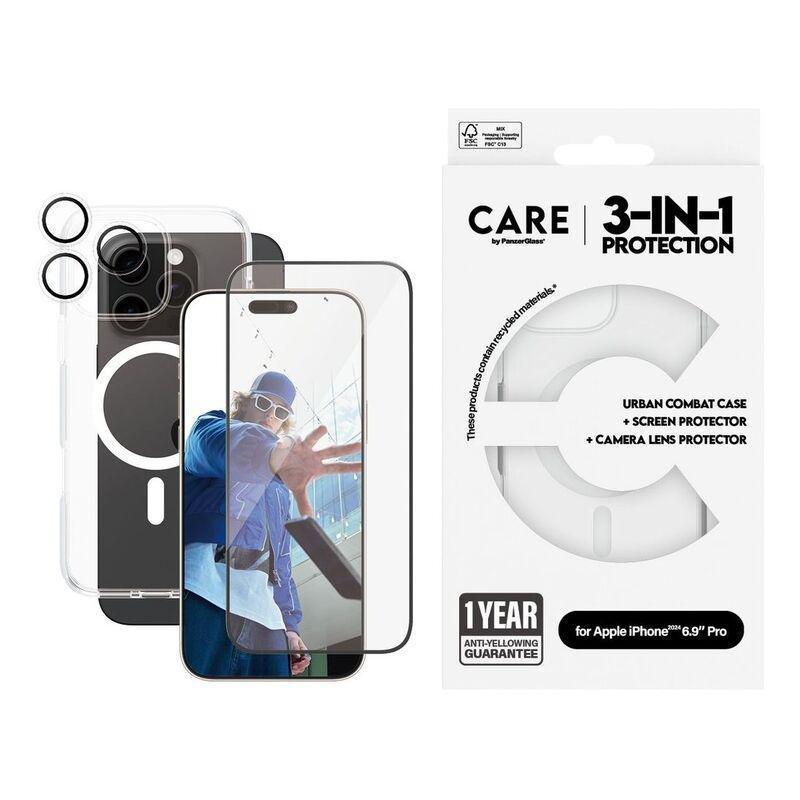 Panzer Glass Care iPhone 16 Pro Max - 3-In-1 Bundle - Flagship - Uwf Screen Protector + MagSafe Case + Hoops, , large image number 1