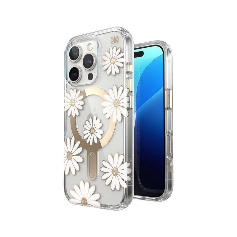 Speck iPhone 16 Pro Presidio Lux Glitter Case With MagSafe And ClickClock - Sunshine Daisies/Clear, , medium