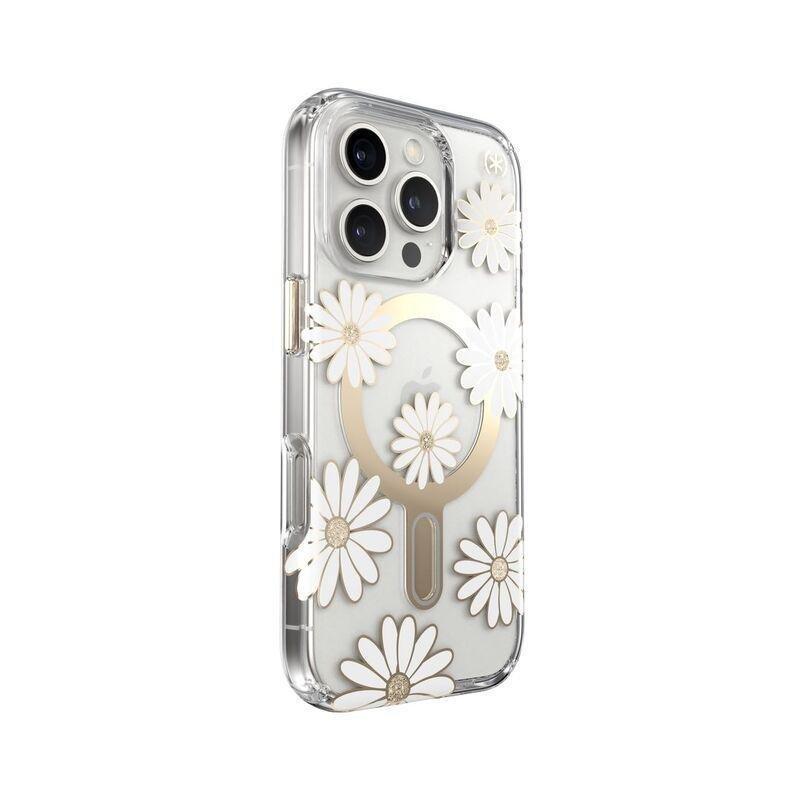 Speck iPhone 16 Pro Presidio Lux Glitter Case With MagSafe And ClickClock - Sunshine Daisies/Clear, , large image number 2