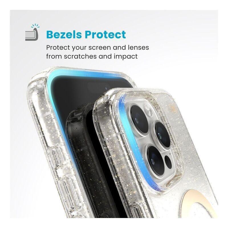 Speck iPhone 16 Pro Max Presidio Lux Glitter Case With MagSafe And ClickClock - Clear/Gold Glitter, , large image number 4