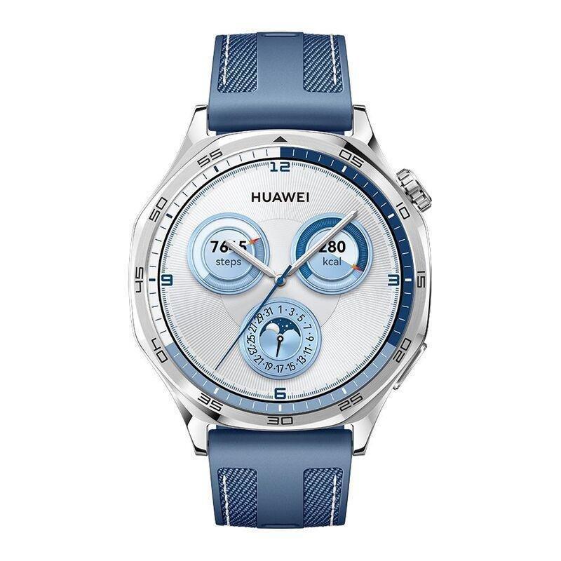 Huawei Watch GT 5 46mm Smartwatch Silver - Blue Woven Strap + Huawei FreeBuds 5i (Bundle), , medium