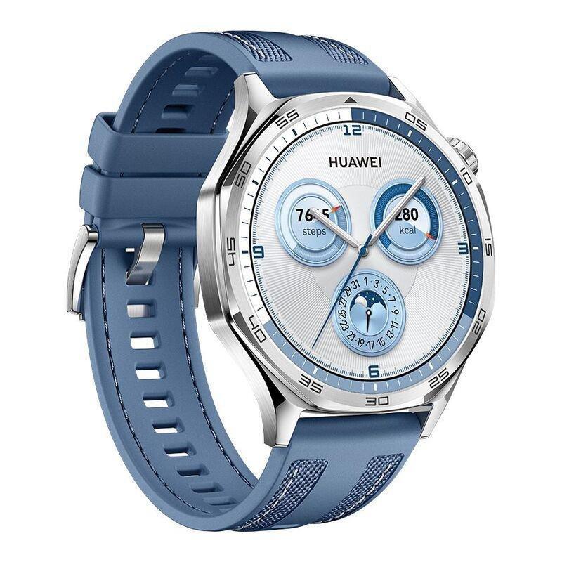 Huawei Watch GT 5 46mm Smartwatch Silver - Blue Woven Strap + Huawei FreeBuds 5i (Bundle), , medium