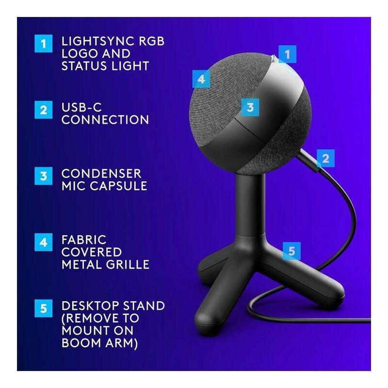 Logitech G Yeti Orb Condenser RGB Gaming Mic with LIGHTSYNC - Black, , large image number 3