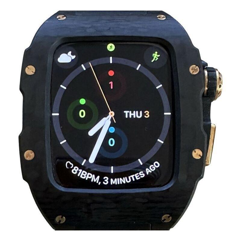 Aurora Concepts Apple Watch Series 10 Carbon Fibre - Black Case With Black Strap, , medium