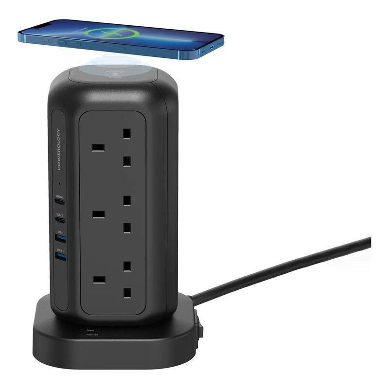 Powerology 35W Socket Tower With 15W Wireless Charger 3m - Black, , large image number 2