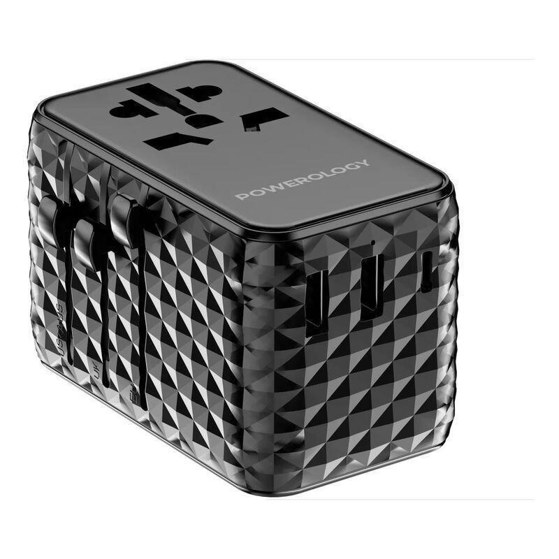 Powerology Gan 20W Pd Universal Adapter Retractable Type-C Cable - Black, , large image number 1