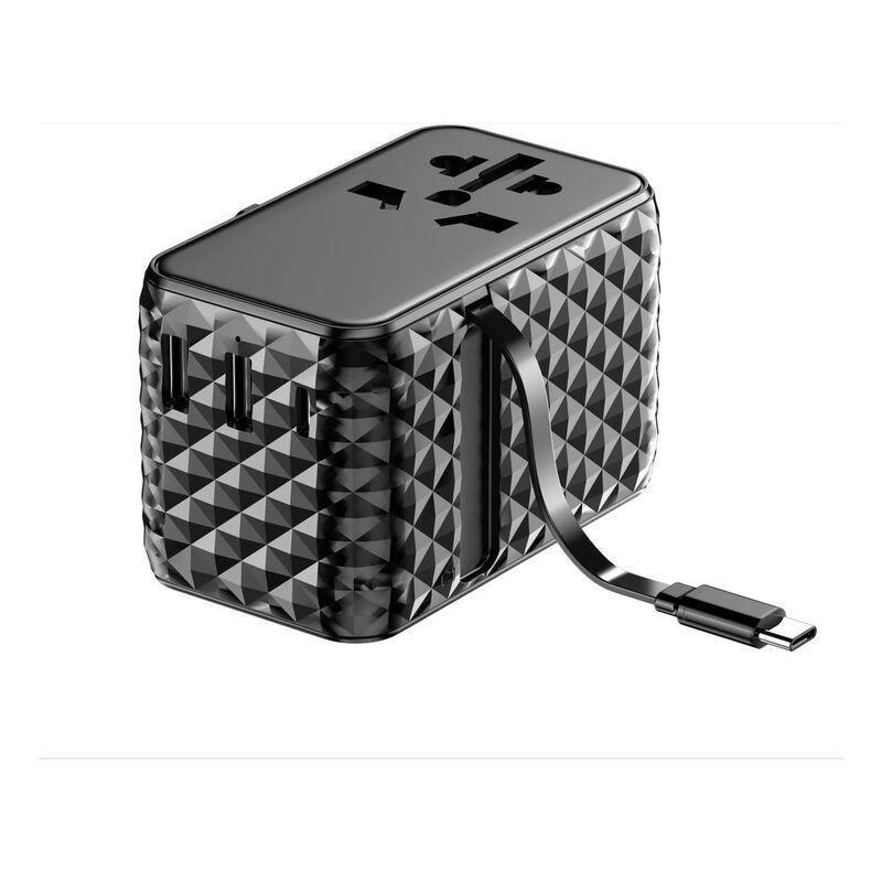 Powerology Gan 20W Pd Universal Adapter Retractable Type-C Cable - Black, , large image number 2