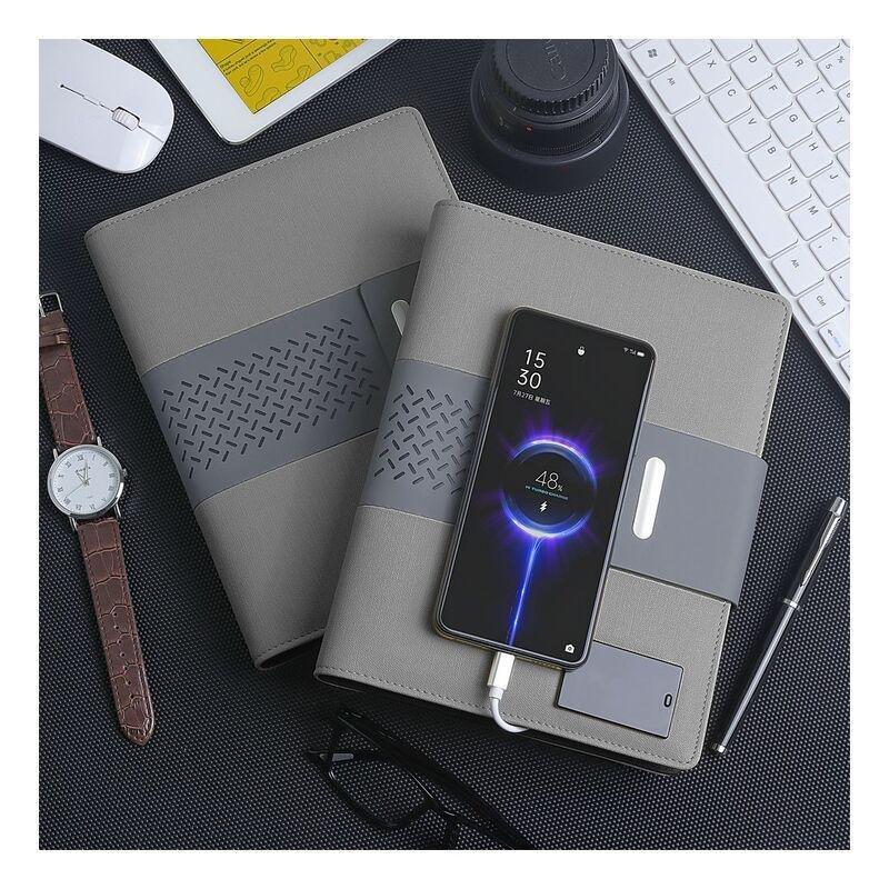 Levelo TechBook NoteBook Leather Cover With Built-In Power Bank 8000mAh - Grey, , large image number 2