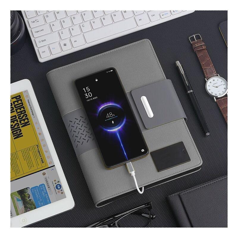 Levelo TechBook NoteBook Leather Cover With Built-In Power Bank 8000mAh - Grey, , large image number 3