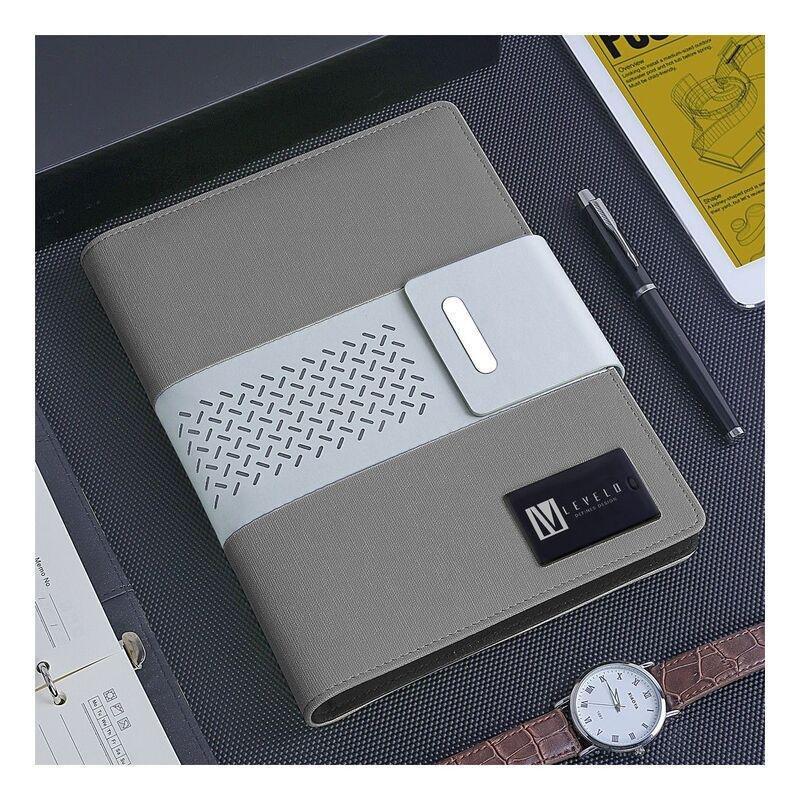 Levelo TechBook NoteBook Leather Cover With Built-In Power Bank 8000mAh - Grey, , large image number 5