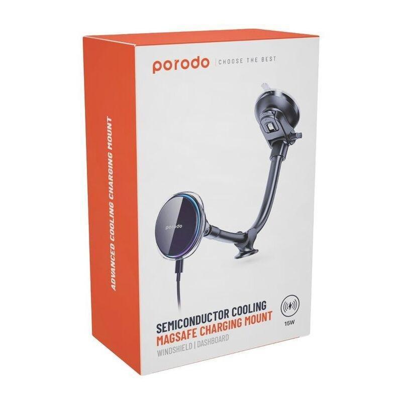 Porodo Semiconductor Cooling Magsafe Charging Mount Windshield & Dashboard - Black, , medium
