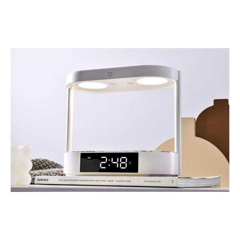 Porodo Bedside Lamp Wireless Charging & Digital Clock - White, , large image number 1
