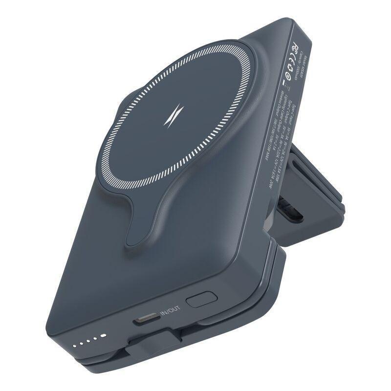 Powerology 5000mAh Power Bank Magsafe Charging Air-Vent Mount - Grey, , large image number 1