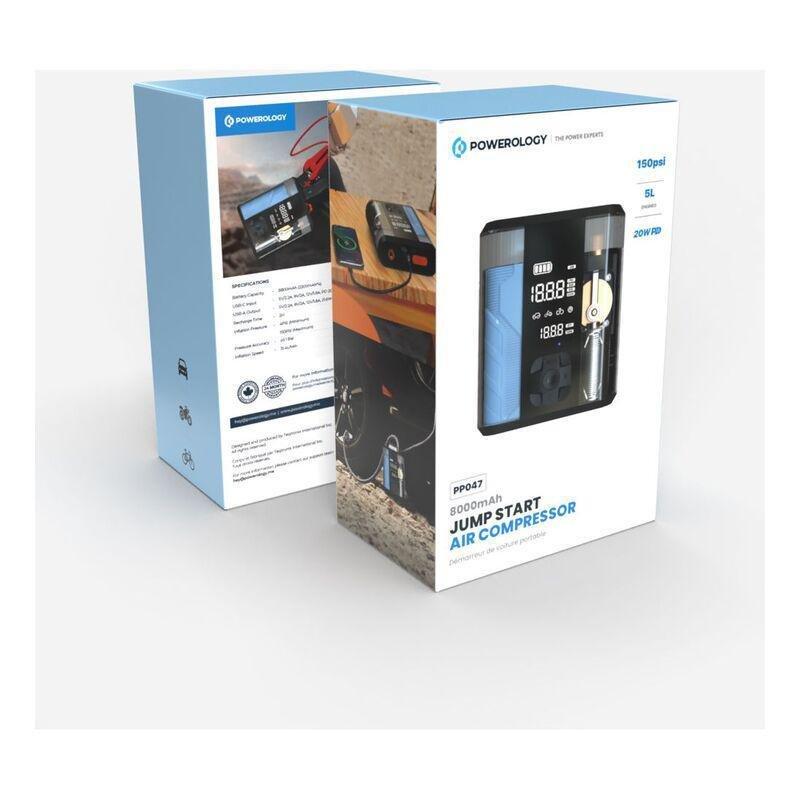 Powerology PPO47 8800 mAh Jump Start Air Compressor - Transparent, , large image number 1
