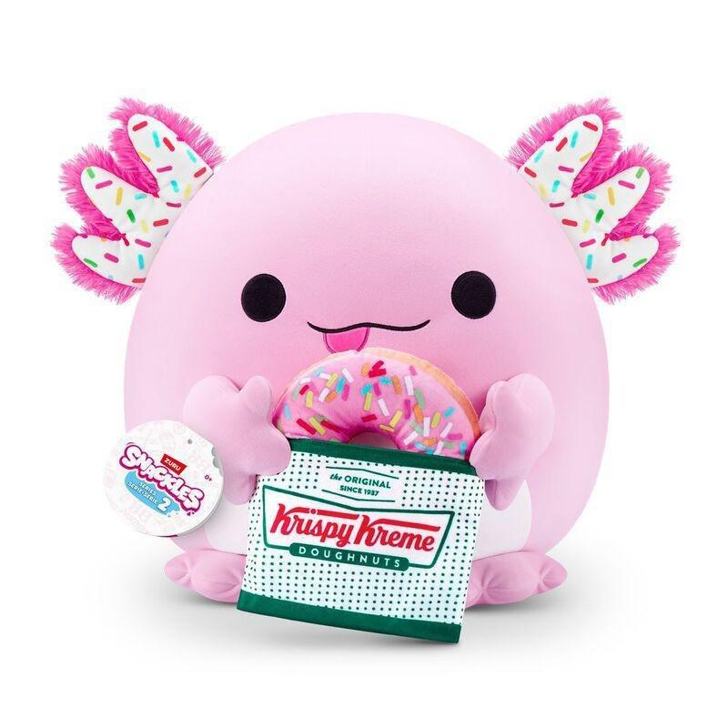 Snackles Series 2 Abbie The Axolotl And Krispy Kreme (Strawberry Frosted Donut) 14-Inch Plush Toy, , large image number 0