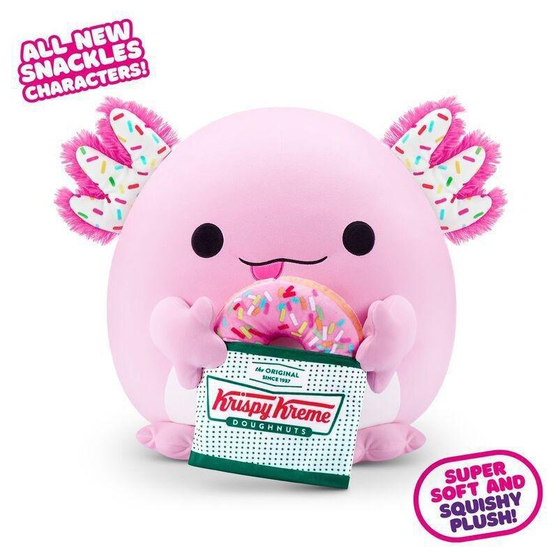 Snackles Series 2 Abbie The Axolotl And Krispy Kreme (Strawberry Frosted Donut) 16-Inch Plush Toy, , large image number 1