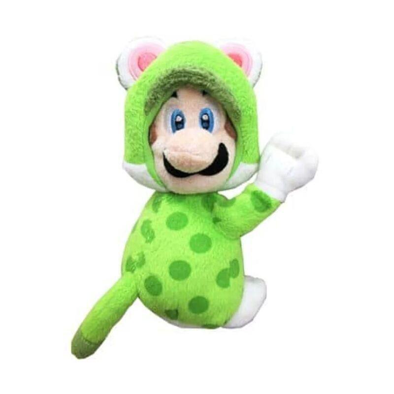 San-Ei Super Mario Green Cat Luigi With Magnets 7-Inch Plush Toy, , large image number 0
