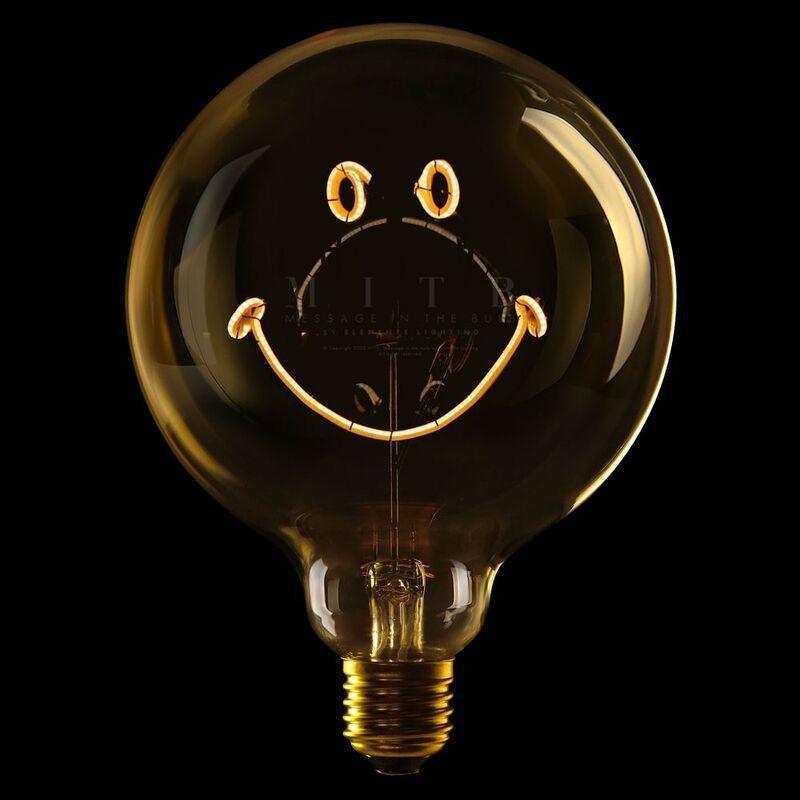 Message in the Bulb - Smiley - Amber Glass/2200K LED Light Bulb (6 Volt), , medium