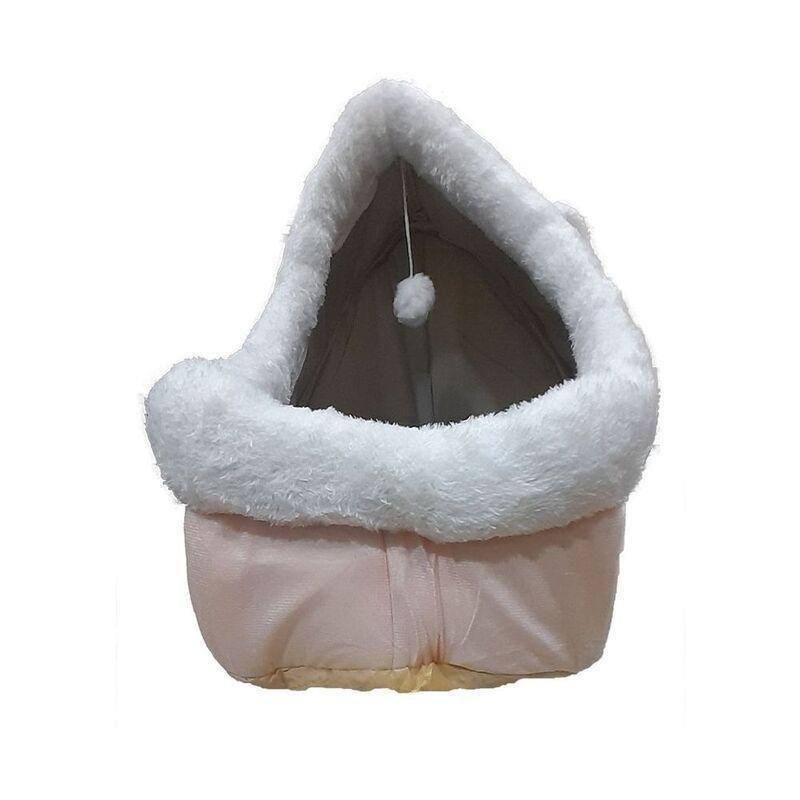 Grizzly Loppy Cat Cave Pink Plush / Cotton Pink Cat Bed - Large (45 x 45 X 40cm), , medium