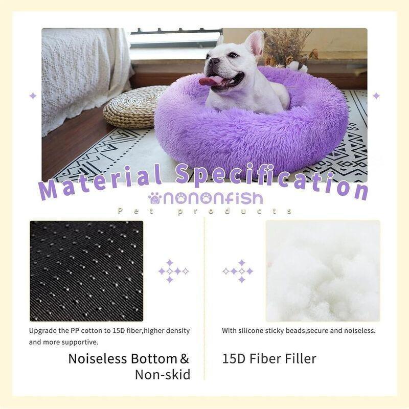 Grizzly Velor Round Plush Purple Dog Bed Small - 50 x 15cm, , medium